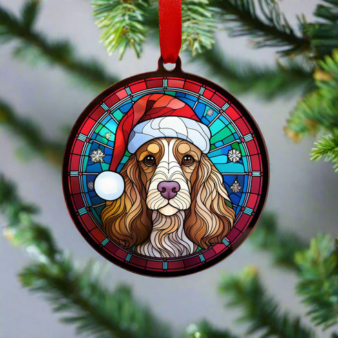 Cocker Spaniel in Santa Hat Suncatcher Decoration - CLEARANCE